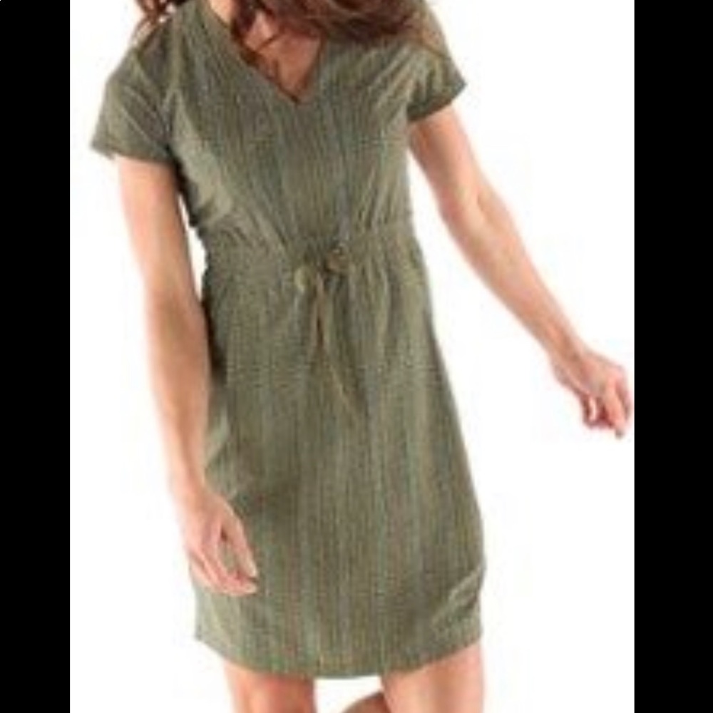REI Co-op Aoraki Travel Dress Green Printed UPF 50 Size M